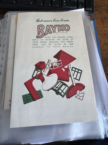 Vintage bayko parts order form - order,