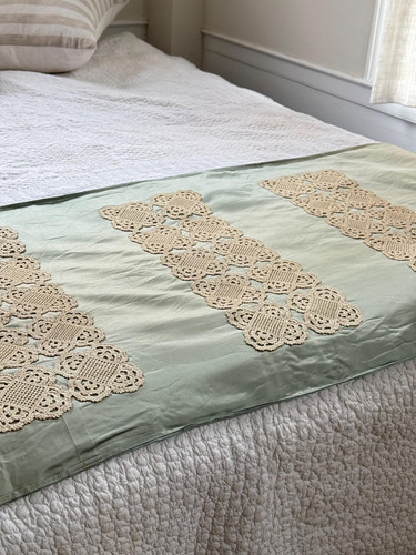 70x27 vintage celadon satin - vintage,