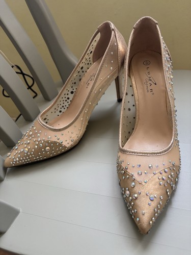 Rose gold shoes heels special - gold,