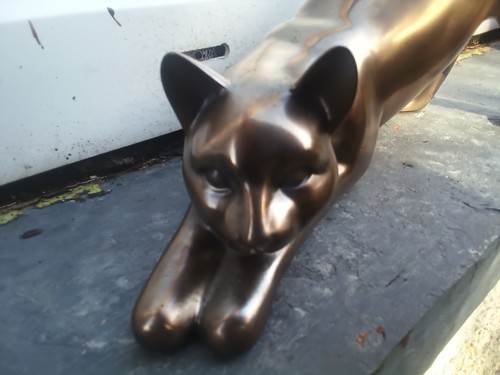 Art deco cat spelter - art,