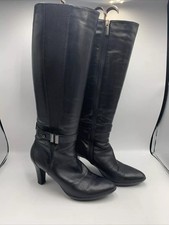 Russell Bromley Aquatalia knee high black leather boots. zip. Block heel. Uk6.5