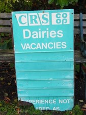 Vintage Original CRS CO-OP (Cooperative) Dairies VACANCIES Notice Board Sign* 