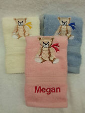 Personalised Christmas Teddy Bear Face Cloth Flannel Embroidered with Name Gift
