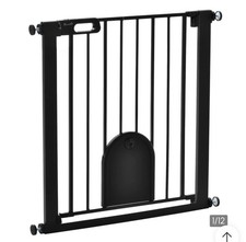 PawHut Dog Gate with Cat Flap Pet Safety Gate Barrier
