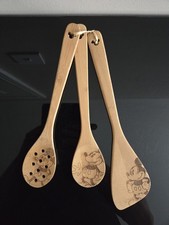 Disney Parks Mickey Mouse Bamboo Kitchen Spoon Spatula utensil 3 pieces, 12-inch