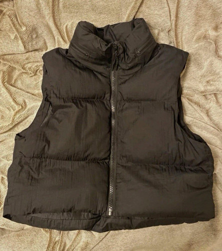 Women black puffer gilet - black,