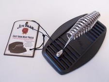 Jim Beam Stainless Steel Cast Iron Meat Press, Pre Seasoned for Delicious Meat