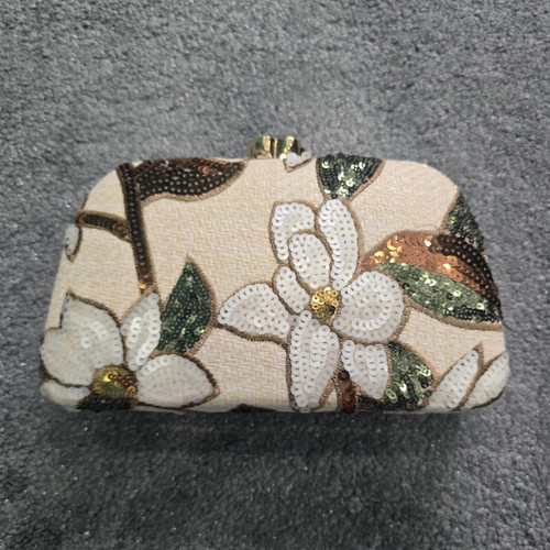Beige floral sequin - sequin, &