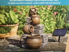 Pot Falls Hybrid Power, Solar & Battery, Cascade Pot Design Water Feature