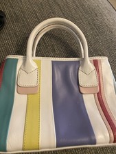 Vintage Radley White Striped Genuine Leather Mini Bag 