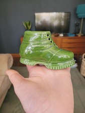 VTG 12 cm Pottery green boot planter succulent Dartmouth
