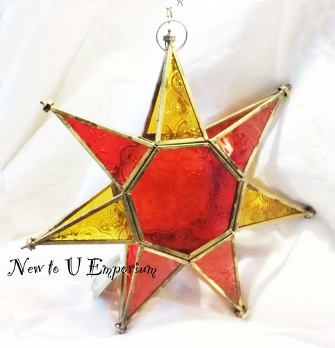 Hanging star glass lantern - , tea
