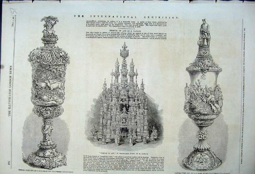 Original old antique print - old,