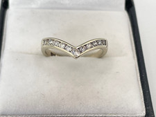 14ct White Gold Cubic Zirconia Wishbone Ring. Goldmine Jewellers.