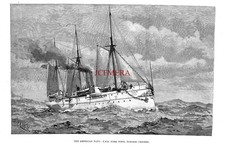 'The American Navy - Torpedo Cruiser U.S.S. York Town' Antique 1890 Print 152/G