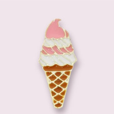 ice cream pin badge, enamel ice cream cone badge, fun lapel pin, cute brooch,