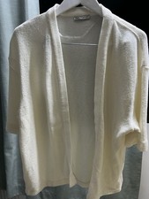 Zara Men's White  Soft Knitted Open Front Cardigan Size M