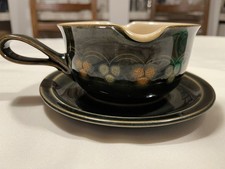 Denby Oberon Green Gravy Sauce Boat and Saucer Excellent Condition Vintage