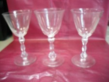 Victorian hand blown cut glass clear wine glasses x3