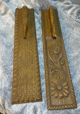 Vintage Scandinavian Hand Carved Vintage Mangle Board X 2 Heavy Wood Carved 1970