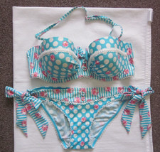 FROST FRENCH FLOOZIE SIZE  34C & 10  SPOT/FLORAL/STRIPE PRINT 2 WAY BIKINI