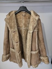 Vintage hooded sheepskin coat