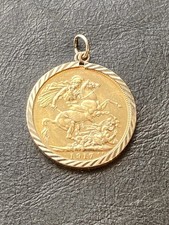 1917 George V Full Gold Sovereign Perth Australia Mint With 9ct Mount