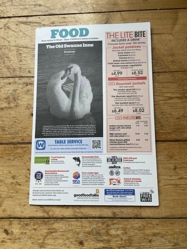 Wetherspoons bar menu the old - wetherspoons,