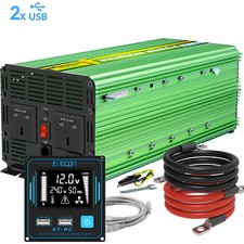 EDECOA Power Inverter 12V to 240V Inverter 2000W 3000W Remotes USB LCD UK RV Car