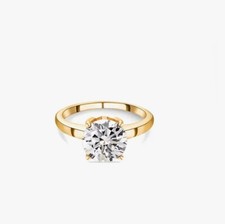 Fabulous 18K Vermeil Gold Plated 925 Silver Moissanite Solitaire Ring 2.14 cts.