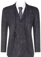 Mens Grey Check 3 Piece Tweed