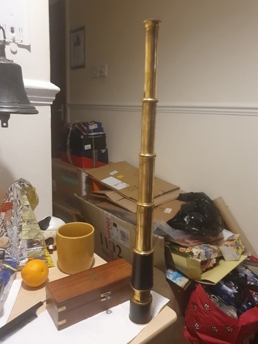 Old brass leather - brass, spyglass