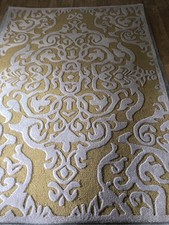 Large Gold Wool Rug . 7ft x5ft approx.Brand New . Beautiful Quality