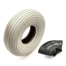 Tyre & Inner Tube 260x85 Mobility Scooter Grey Line Tread 4 Ply Bent Valve