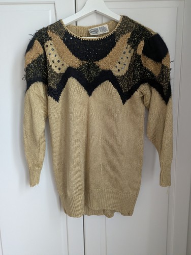 Vintage unique 80s gold beaded - vintage,