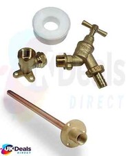 Garden Tap Outside Tap Kit With Brass Wall Plate Elbow or Through plate pipe 1/2