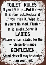 Toilet rules   Retro Metal Plaque/Sign, Pub, Bar, Man Cave,