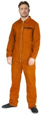 Adult Men's Orange Prisoner Jumpsuit Convict Boiler Suit Fancy Dress - XL