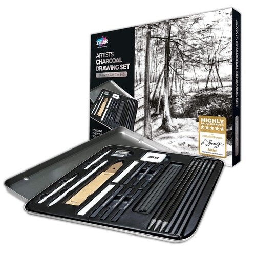 Artists charcoal drawing set - drawing,