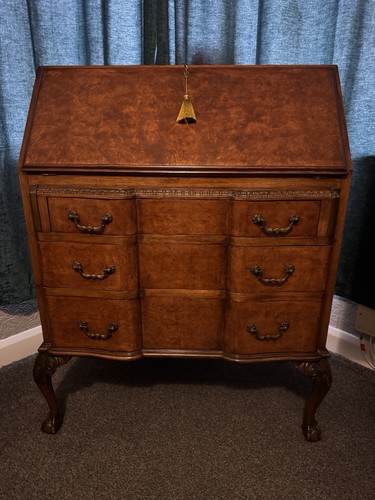 Burr walnut writing - writing, bureau
