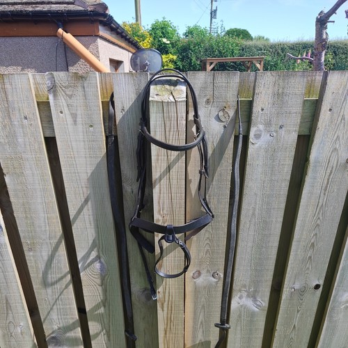 Full black leather bridle with - leather,