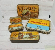 Set Of  5 Vintage Ogden's Redbreast Flake Tobacco Tins