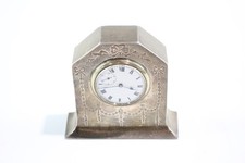 Antique .925 Silver Cased Mantle / Table Clock Hand Wind 