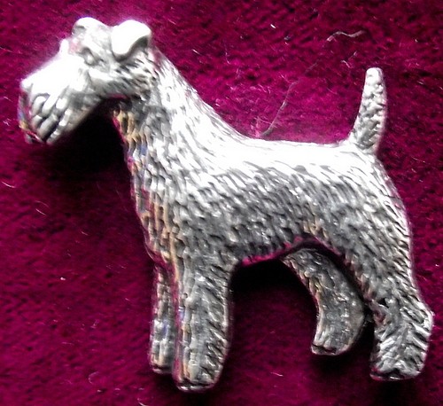 Pewter fox terrier brooch pin - pewter,