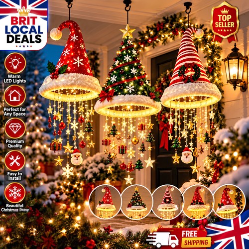 Lighted santa hat hanging - lighted,