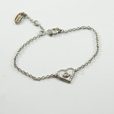 Vivienne Westwood Petra Silver Tone Bracelet Heart Shell W Crystals & Gift Set
