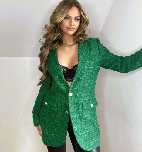 Zara green textured blazer - zara,