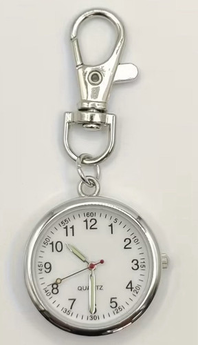 Silver quartz keyring watch - silver,