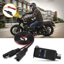 UK Waterproof 2-USB Port Motorbike Motorcycle Charger Socket Black Power Adapter