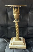 Laughing Buddha Brass & Marble Pedestal Stand Dragon Top Design on Top